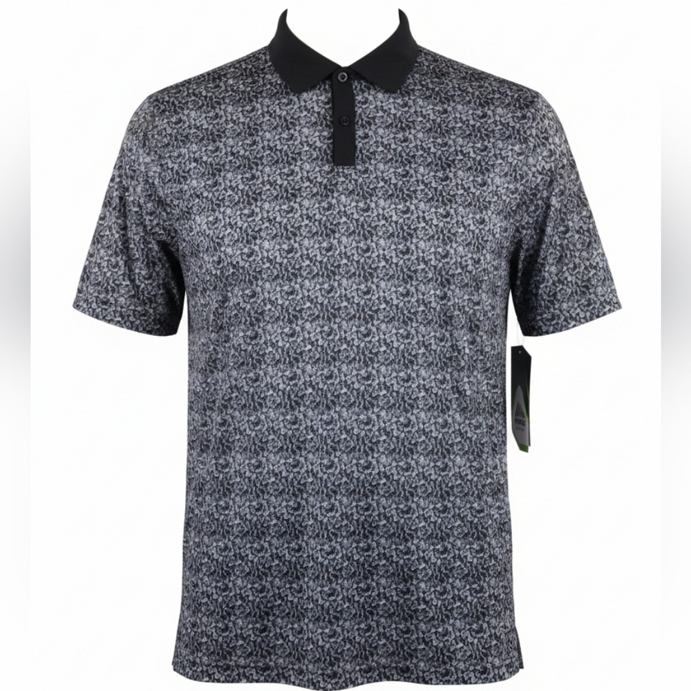 RBX Stay On Course Black/Gray Geometric Polo Men's Medium